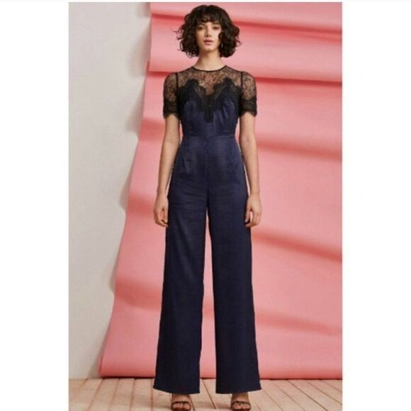 Nwt Foxiedox | Nixie Lace Wide Leg Illusion Neck Jumpsuit - Picture 3 of 15